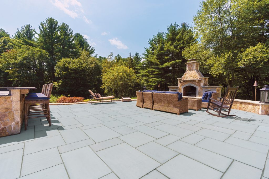 Aura Blue Ice thermal sandstone patio, from the Aura Natural Landscapes page
